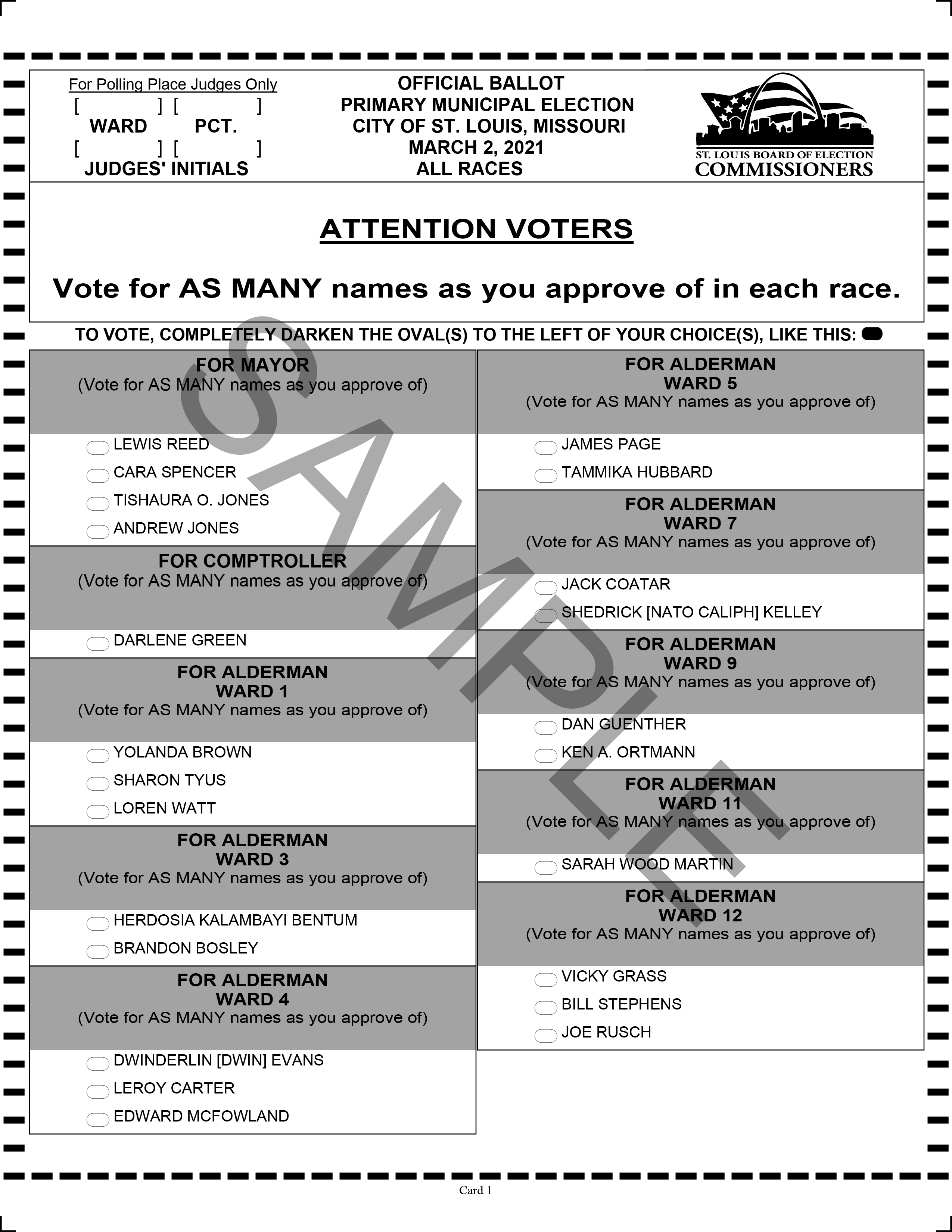 Sample Primary Ballot March 2